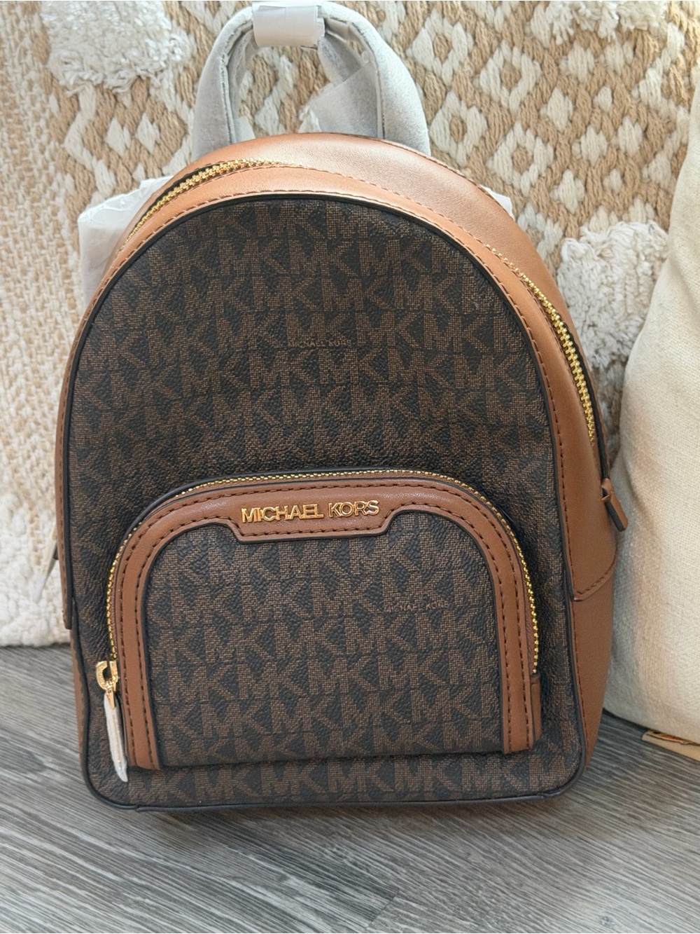 Michael Kors Brown Logo Mini Backpack